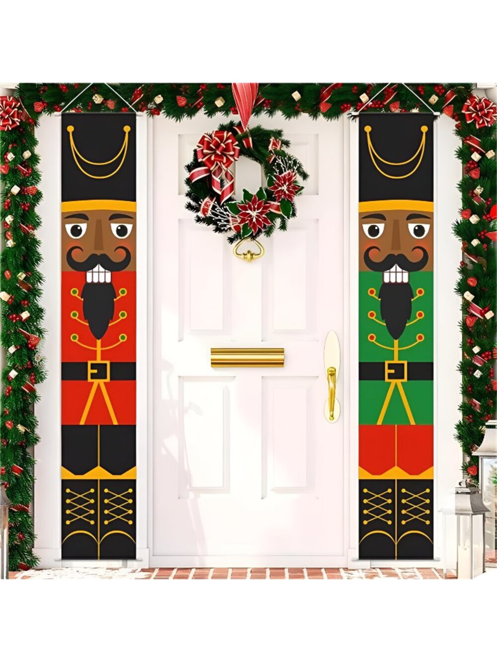 Christmas Decorations Black Nutcracker Decor Giant Soldier American Porch Banner